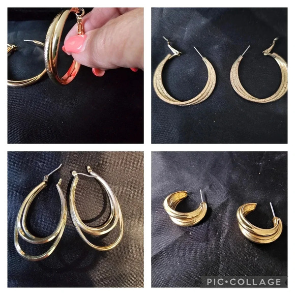 Jewelry - Earrings set of 4 pairs gold tone